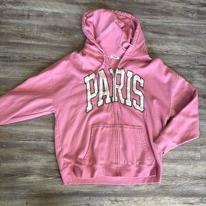 Oversized garage "Paris" zip up hoodie